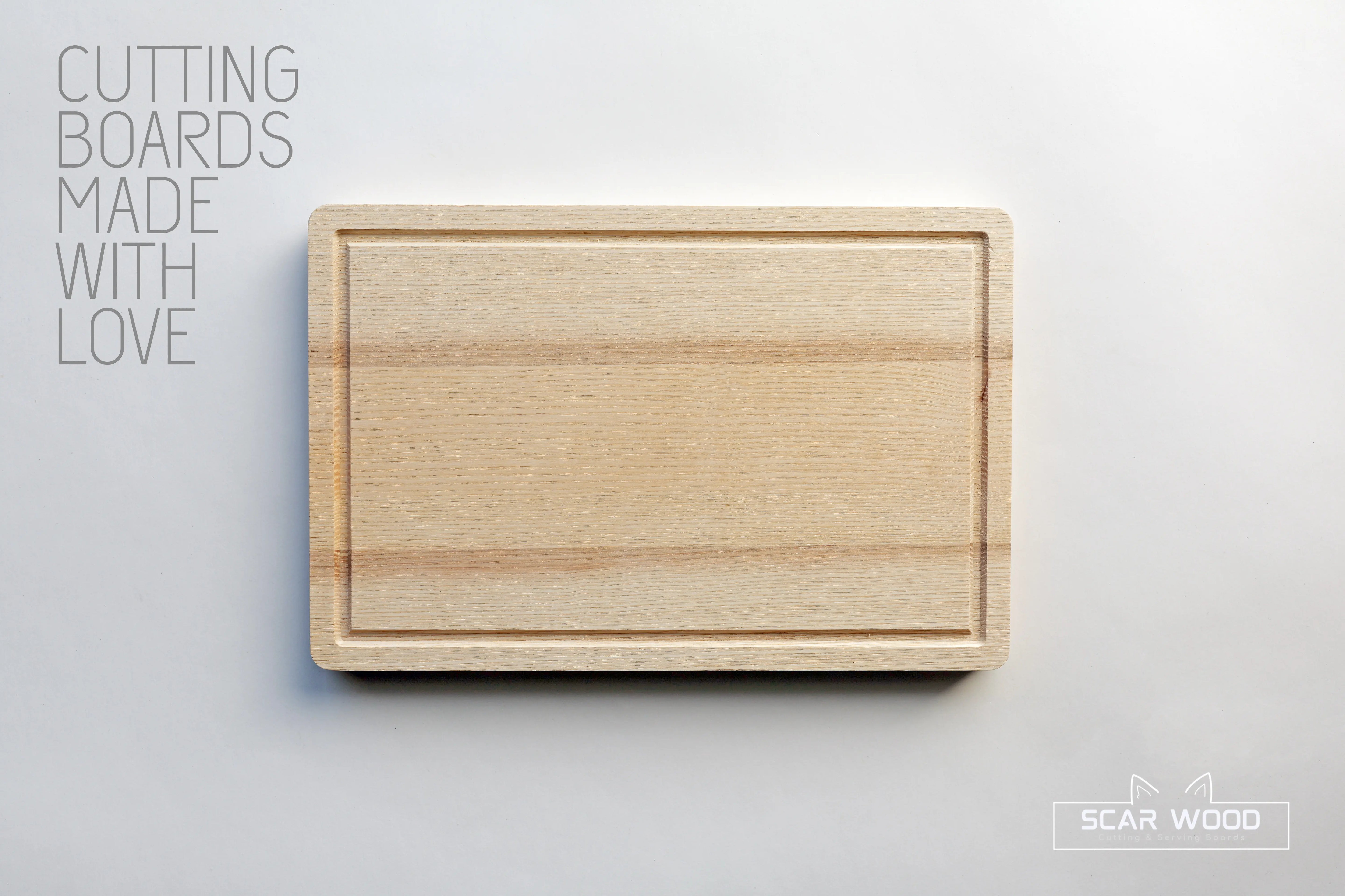Large (40x25x2) Rectangular Ash Cutting Board with Groove