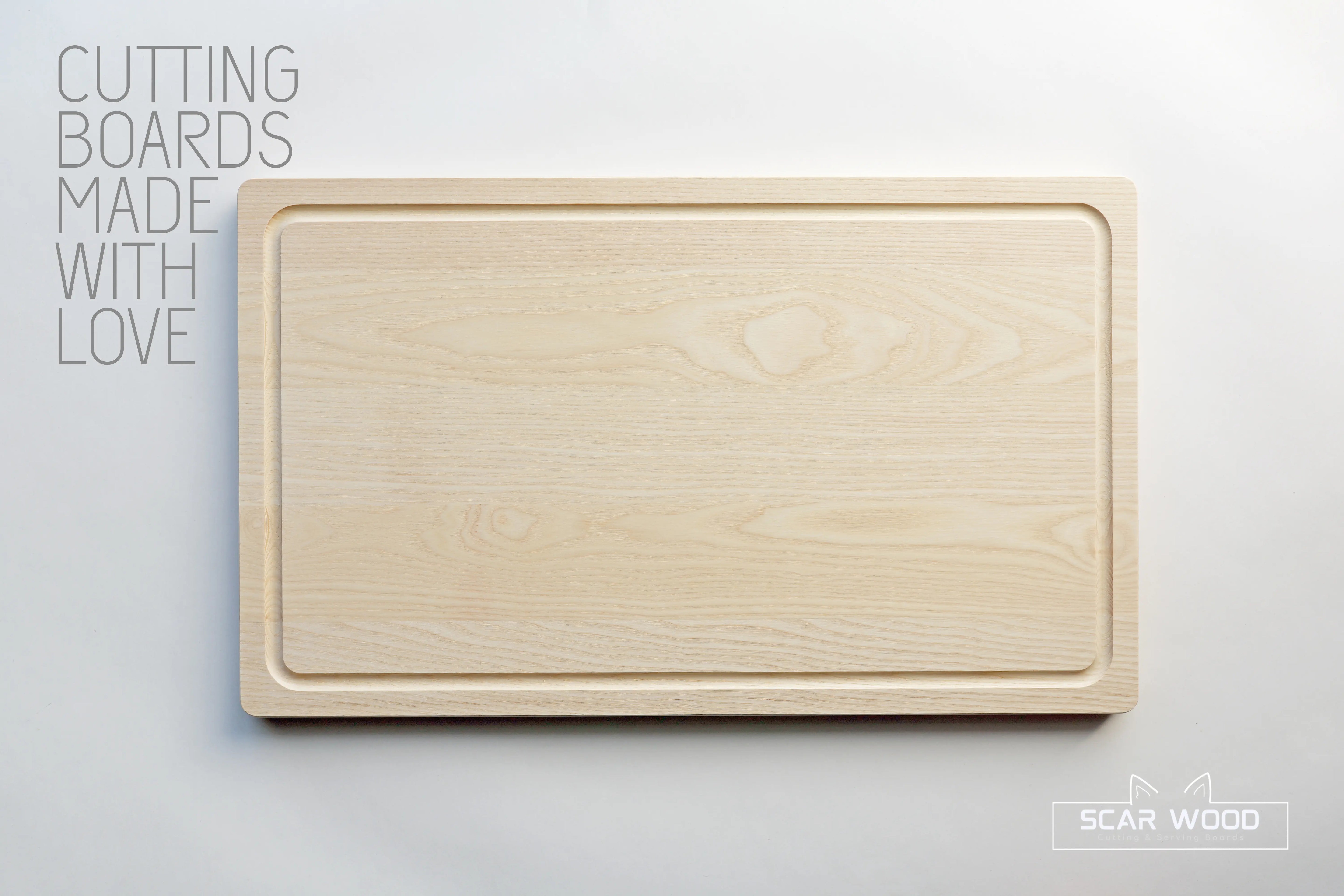 Large (50x30x2) Rectangular Ash Cutting Board with Groove