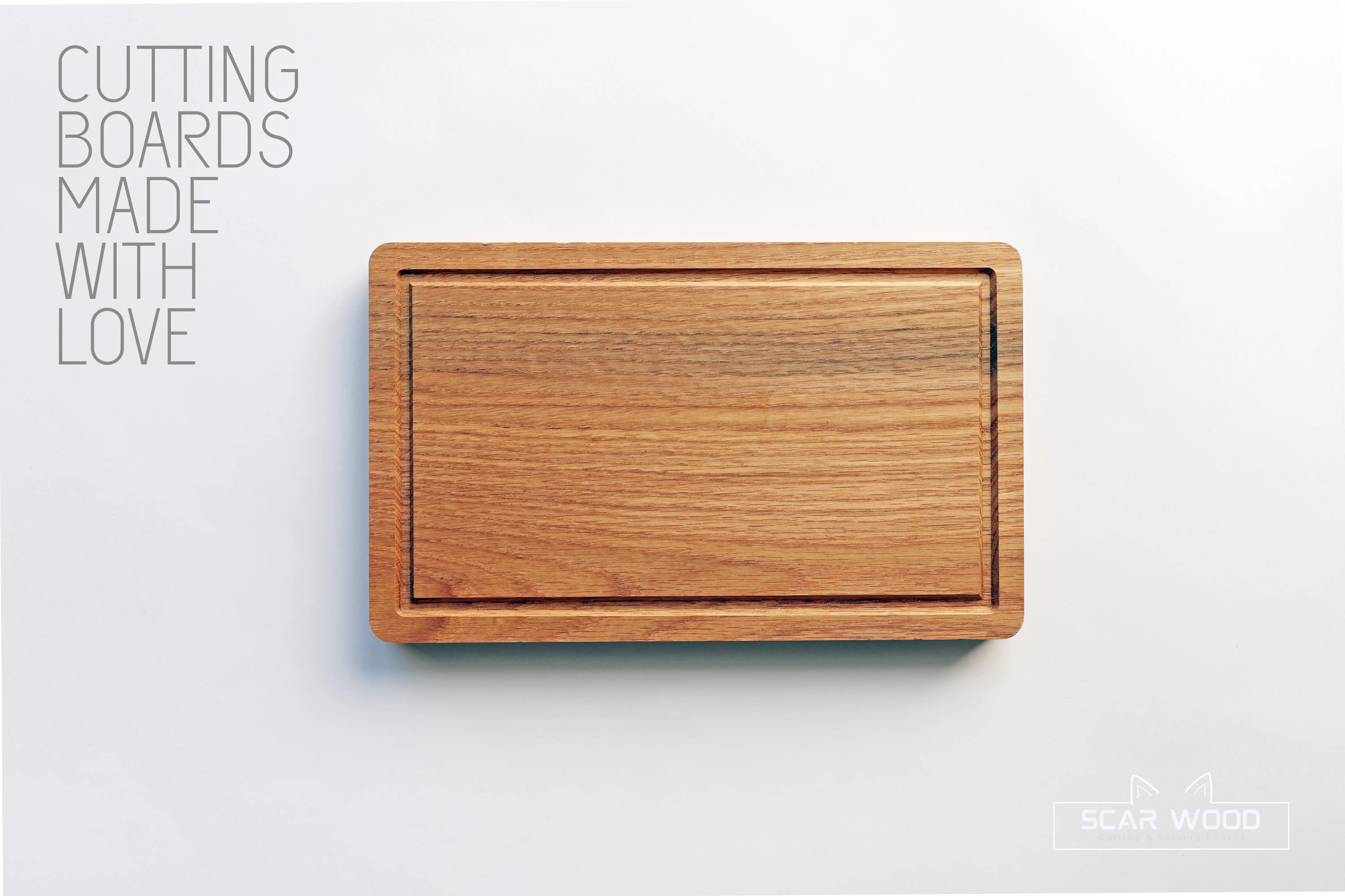 Small (25x16x2) Rectangular Oiled Oak Cutting Board with Groove