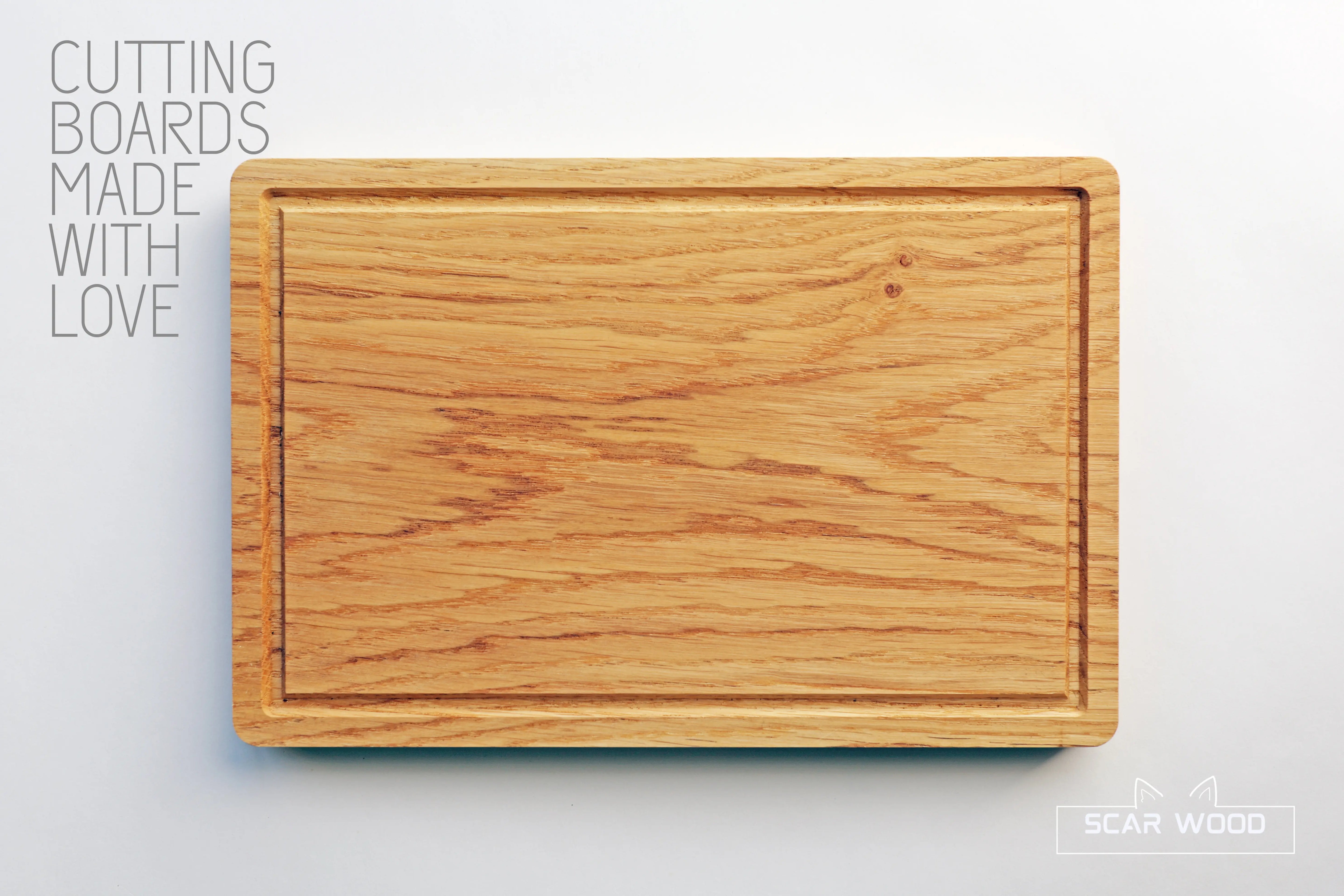 Medium (30x20x2) Rectangular Oak Cutting Board with Groove