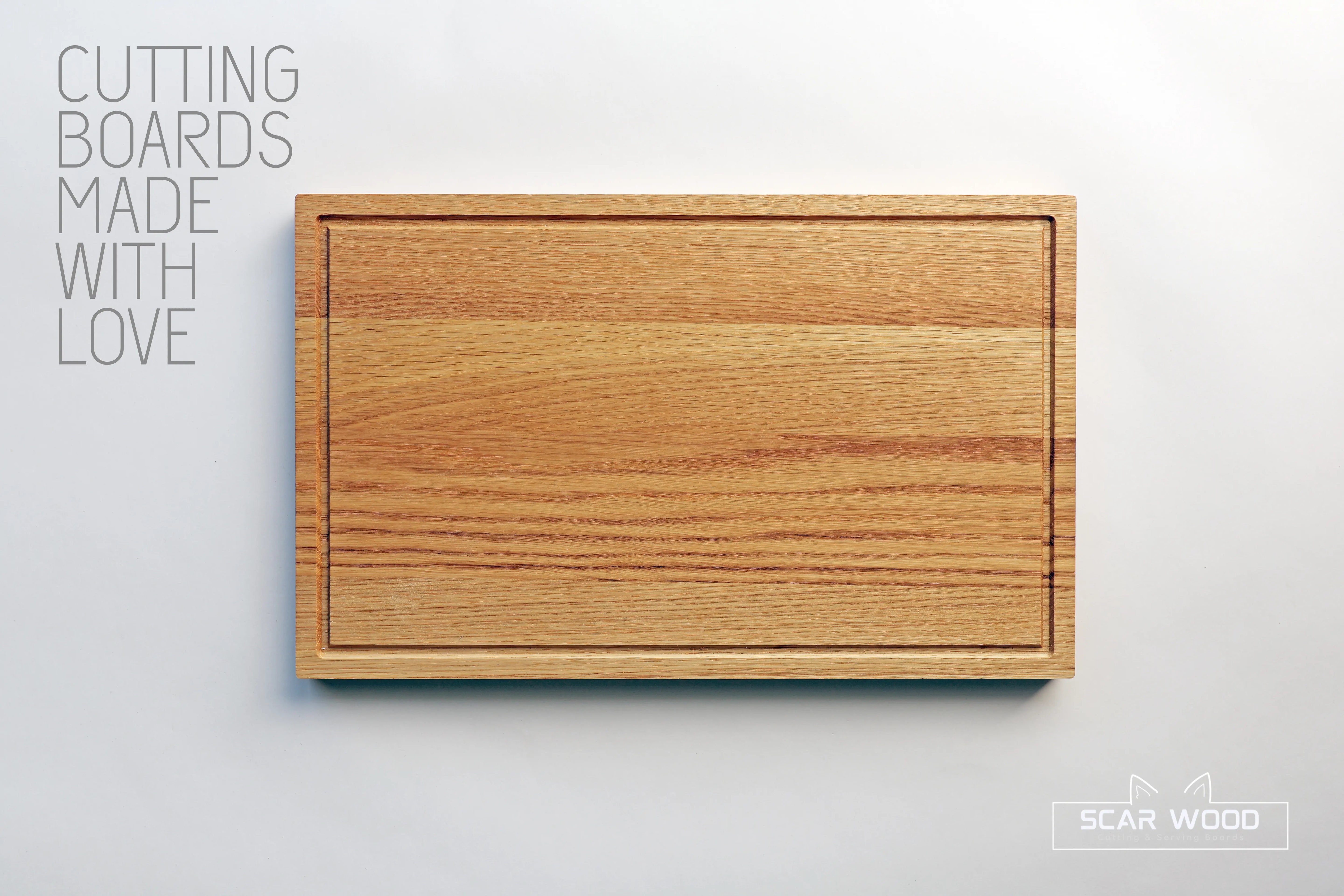 Large (40x25x2) Rectangular Oiled Oak Cutting Board with Groove
