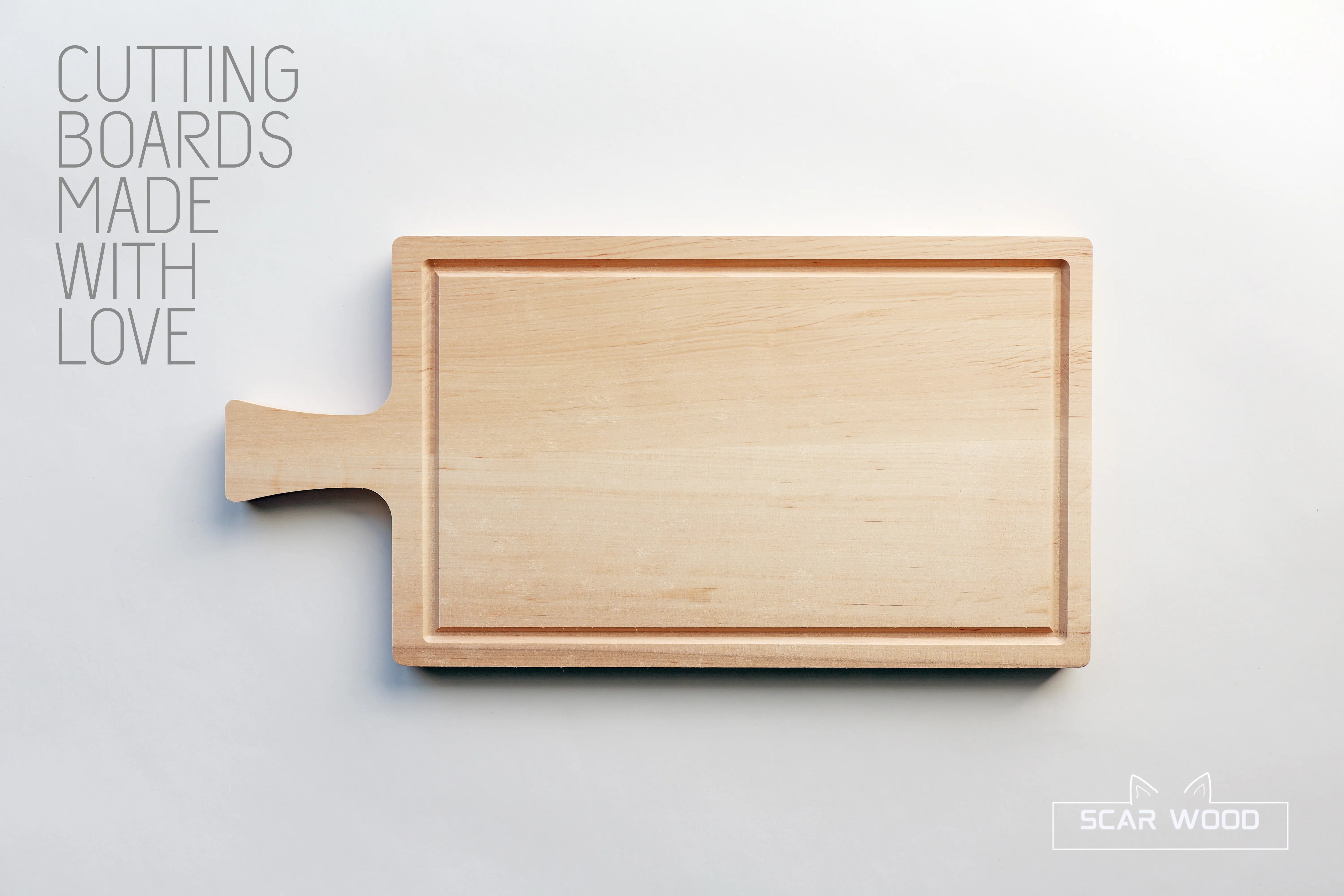 Large (40x20x2) Rectangular Alder Cutting Board with Groove & Handle