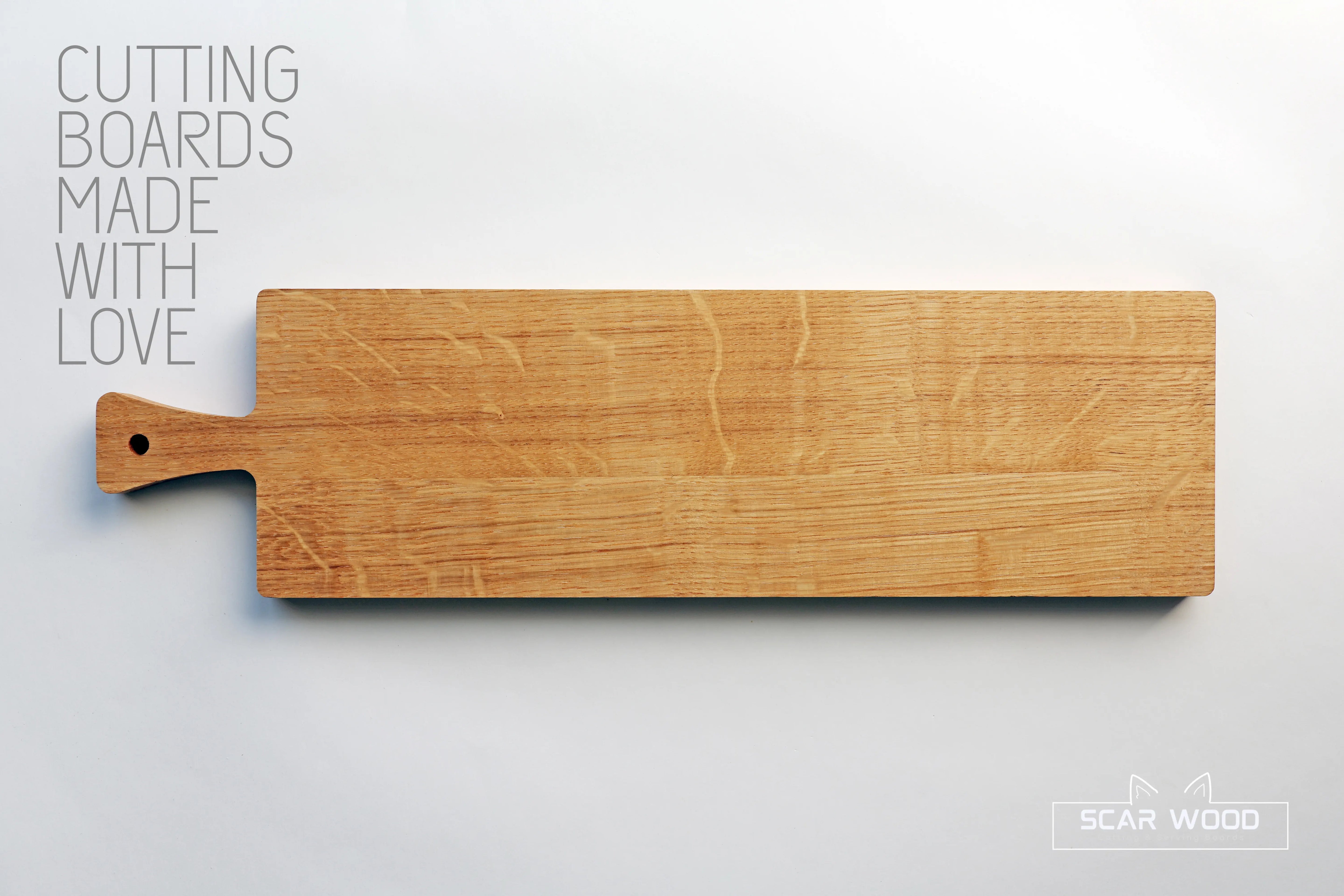 Large (55x15x2) Rectangular Oiled Oak Serving Board with Handle